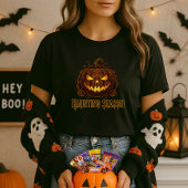 幽霊の季節 カボチャのジャック・オ・ランタン Tシャツ