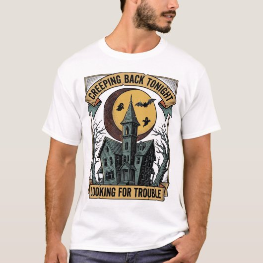 幽霊の家のシャツと彫刻されたスプーキー・マナームー Tシャツ (正面)
