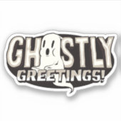 幽霊の挨拶ハロウィンパおもしろいン シール (正面)