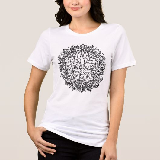 幽霊の曼荼羅ぬり絵 トライブレンドTシャツ (正面)