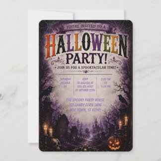 💜 幽霊の森のハロウィンパーティー招待状 🎃 招待状