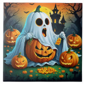 幽霊の楽しみハロウィーンのお菓子!🎃 タイル (正面)