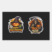 💀🎃 幽霊の死神 - 恐ろしいハロウィーンに 長方形シール (正面)