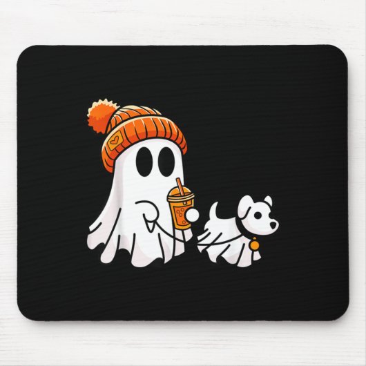 幽霊の犬のかわいいハロウィン コスチューム マウスパッド (正面)