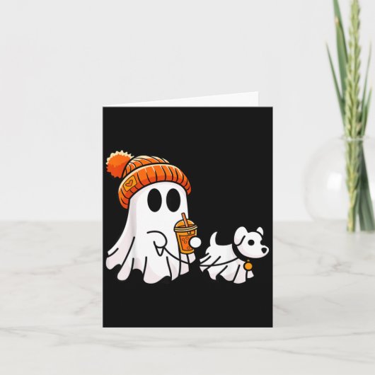 幽霊の犬のハロウィン コスチューム カード (正面)
