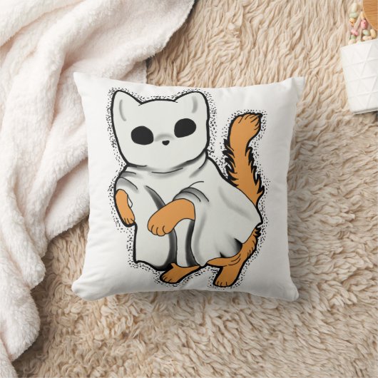 幽霊の猫が枕に乗り込む準備ができている クッション (ブランケット)