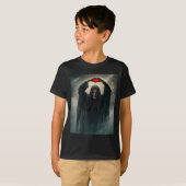 幽霊の赤いハートの手の怖い顔のハロウィン Tシャツ (正面フル)