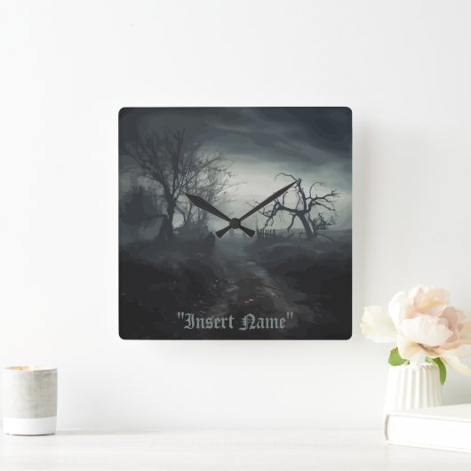 幽霊の跡 スクエア壁時計 (ホーム)