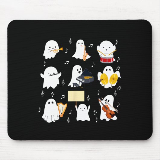 幽霊の遊ミュージカル楽器ハロウィーン音楽 マウスパッド (正面)