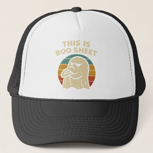 幽霊の面白いデザイン "This Is Boo Sheet" レトロハロウィン キャップ (正面)