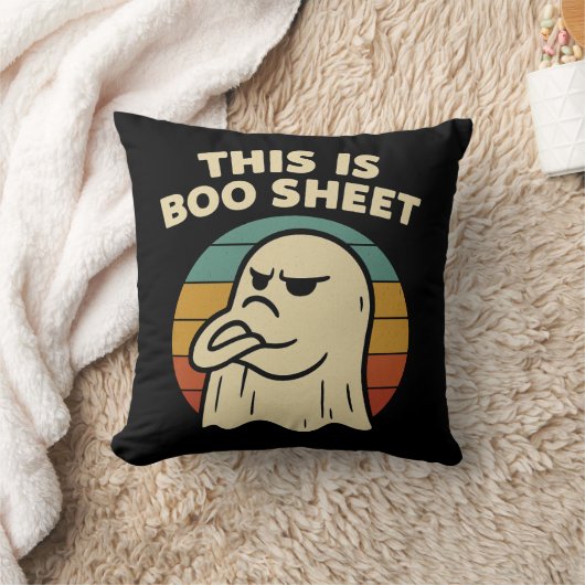 幽霊の面白いデザイン "This Is Boo Sheet" レトロハロウィン クッション (ブランケット)