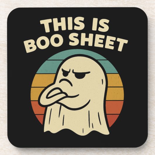 幽霊の面白いデザイン "This Is Boo Sheet" レトロハロウィン コースター (正面)