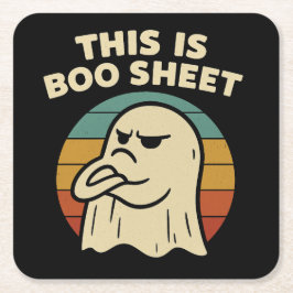 幽霊の面白いデザイン "This Is Boo Sheet" レトロハロウィン スクエアペーパーコースター