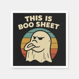 幽霊の面白いデザイン "This Is Boo Sheet" レトロハロウィン スタンダードカクテルナプキン