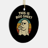 幽霊の面白いデザイン "This Is Boo Sheet" レトロハロウィン セラミックオーナメント (右)
