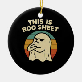幽霊の面白いデザイン "This Is Boo Sheet" レトロハロウィン セラミックオーナメント