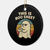 幽霊の面白いデザイン "This Is Boo Sheet" レトロハロウィン セラミックオーナメント (左)