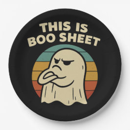 幽霊の面白いデザイン "This Is Boo Sheet" レトロハロウィン ペーパープレート
