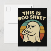 幽霊の面白いデザイン "This Is Boo Sheet" レトロハロウィン ポストカード (正面/裏面)