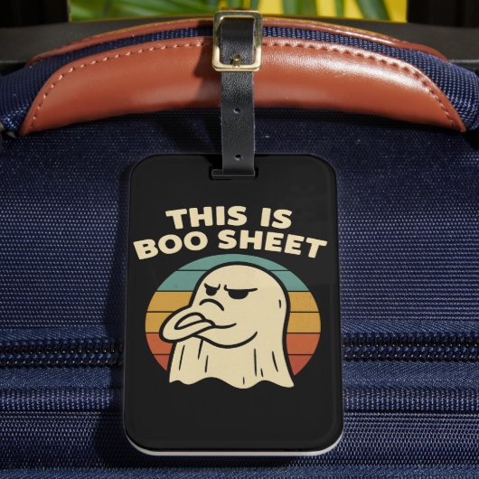 幽霊の面白いデザイン "This Is Boo Sheet" レトロハロウィン ラゲッジタグ (正面インサイチュ2)