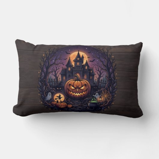幽霊の館のハロウィーンスローピロー ランバークッション (正面)