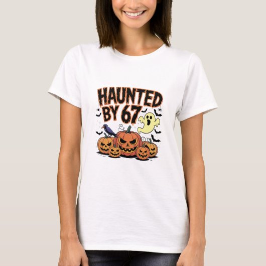 幽霊の67ミーム シックス セブン 6-7 笑える インターネットジョーク Tシャツ (正面)