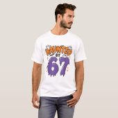 幽霊の67ミーム 六 七 6-7 おもしろいインターネットジョーク Tシャツ (正面フル)
