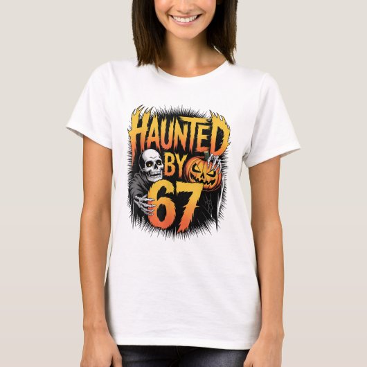 幽霊の67ミーム 六 七 6-7 笑える インターネットジョーク Tシャツ (正面)