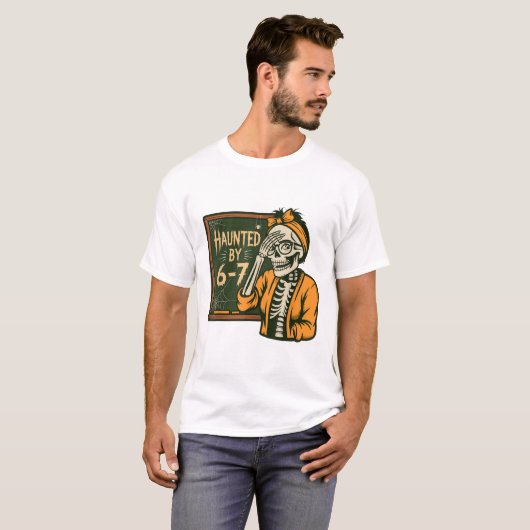 幽霊の67 ミーム シックス セブン 6-7 おもしろい インターネットジョーク Tシャツ (正面フル)