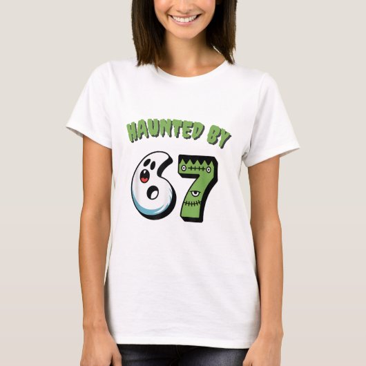 幽霊の67 ミーム ロクナナ 6-7 おもしろ ネタ インターネットジョーク Tシャツ (正面)
