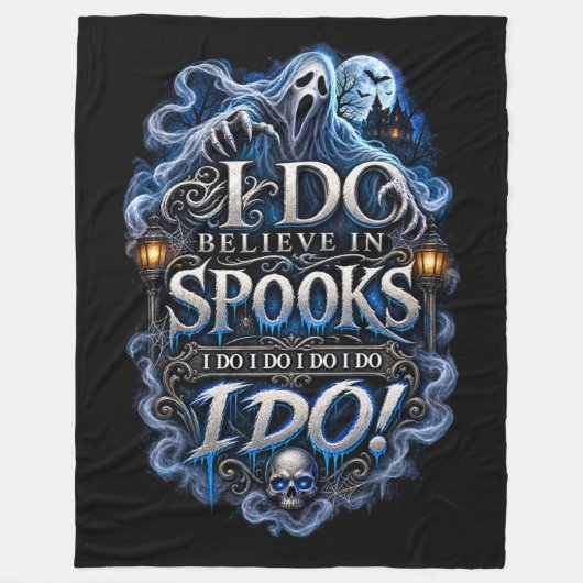 幽霊は信じる ハロウィン フリースブランケット (正面)