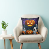 幽霊は夜白熱［赤熱］光を放つにカボチャで集まる クッション (椅子)