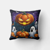 幽霊は夜白熱［赤熱］光を放つにカボチャで集まる クッション (裏面)