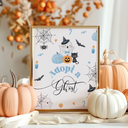 幽霊を飼おう ハロウィン ブルー 誕生日パーティー ポスター