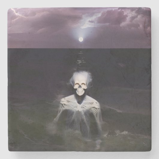 幽霊アットシーオイルペインティング ストーンコースター (正面)