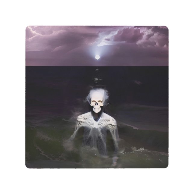 幽霊アットシーオイルペインティング メタルプリント (正面)