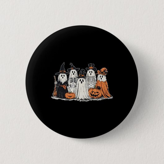 幽霊アンドフレンズコスチューム秋シーズンハロウィー 缶バッジ (正面)