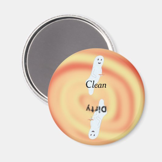 幽霊イエローオレンジの渦巻き汚れたクリーンな食洗機 マグネット (正面/裏面)