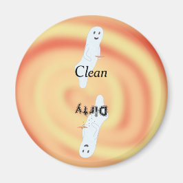 幽霊イエローオレンジの渦巻き汚れたクリーンな食洗機 マグネット