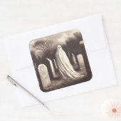 幽霊イン墓地ヴィンテージイラストレーションシール スクエアシール (封筒)