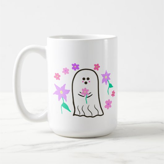 幽霊イン・フラワーガーデン コーヒーマグカップ (左)