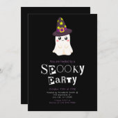 幽霊ウィザードスターズモダンミニマリストハロウィーン 招待状 (正面/裏面)