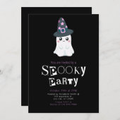 幽霊ウィザードスターズモダンミニマリストハロウィーン 招待状 (正面/裏面)