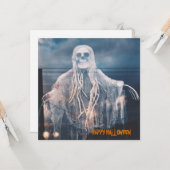 幽霊ウィッシュハッピーハローウィン パーソナライズされた カード (正面/裏面インサイチュ)