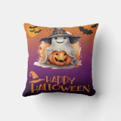 幽霊ウィッチハットジャックオランタンハロウィーン クッション (裏面)