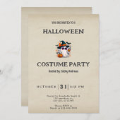 幽霊ウィッチハットスターコーヒヴィンテージハロウィン 招待状 (正面/裏面)