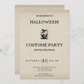 幽霊ウィッチハットブックトームヴィンテージハロウィーン 招待状 (正面/裏面)