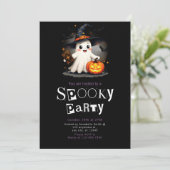 幽霊ウィッチハットミニマモダンリストハロウィーン 招待状 (スタンド正面)