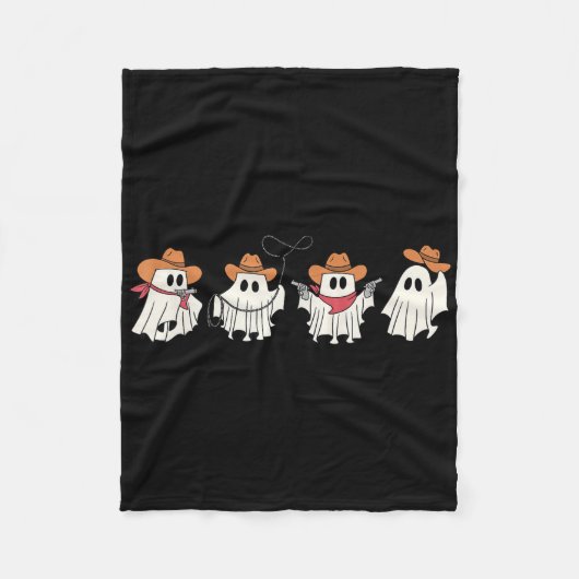 幽霊ウエスタンカウボーイ不気味シーズンハロウィーントリック フリースブランケット (正面)
