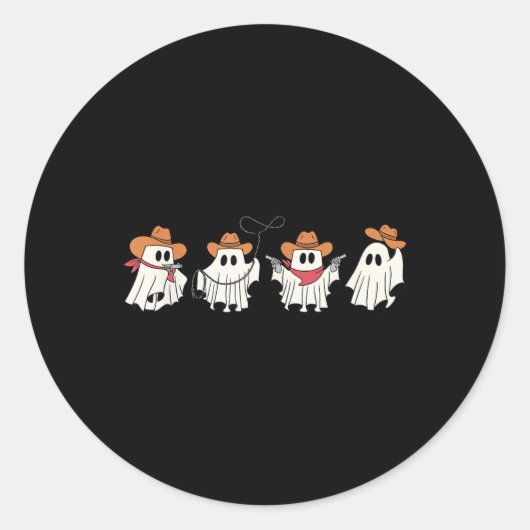 幽霊ウエスタンカウボーイ不気味シーズンハロウィーントリック ラウンドシール (正面)